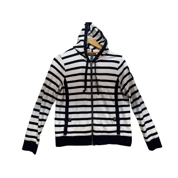 Lauren Ralph Lauren Tops - Lauren Ralph Lauren Womens  Zip-Up Hoodie Jacket Sze M Navy White Striped Zip Up